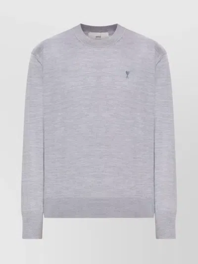 AMI ALEXANDRE MATTIUSSI RIBBED CREWNECK SWEATER WITH LONG SLEEVES