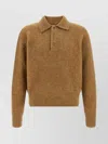 Ami Alexandre Mattiussi Camel Stretch Alpaca Blend Polo Shirt In Brown