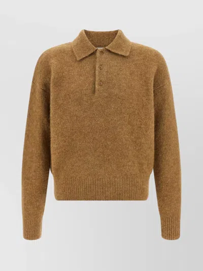AMI ALEXANDRE MATTIUSSI RIBBED CUFF AND HEM POLO SHIRT