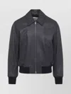 Ami Alexandre Mattiussi Mens Anthracite Regular-fit Spread-collar Leather Jacket In Gray