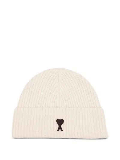 Ami Alexandre Mattiussi Ribbed Folded-brim Beanie Hat In Neutral