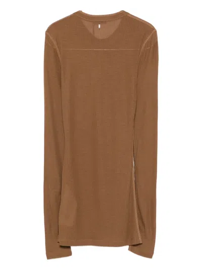 Ami Alexandre Mattiussi Ribbed Henley Top In Brown
