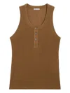 Ami Alexandre Mattiussi Brown Jersey Buttoned Placket Tanktop Brown In Brown
