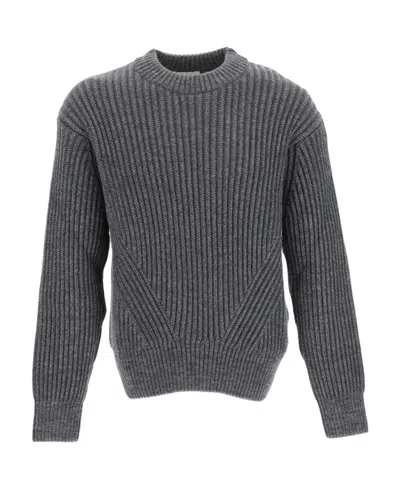 Ami Alexandre Mattiussi Ribbed-knit Crew-neck Jumper In Black