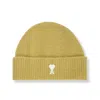 Ami Alexandre Mattiussi Ribbed Knit Logo Beanie In Green
