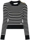 Ami Alexandre Mattiussi Cotton Blend Pullover With Striped Pattern In Blue