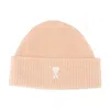 Ami Alexandre Mattiussi Ami Paris Heart Logo Beanie In Pink