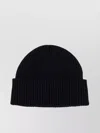 Ami Alexandre Mattiussi Ribbed Knit Wool Beanie Hat With Fold