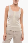 Ami Alexandre Mattiussi Ribbed Lightweight Cotton Tank Top With Frontal 3-buttons