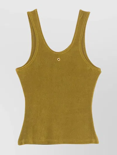 Ami Alexandre Mattiussi Ribbed Scoop-neck Sleeveless Top In Vert Lichen