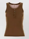 Ami Alexandre Mattiussi Ribbed Tank Top Featuring Button Detail In Brown