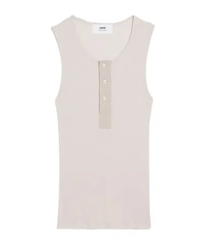 Ami Alexandre Mattiussi Ribbed Tank Top In Nude