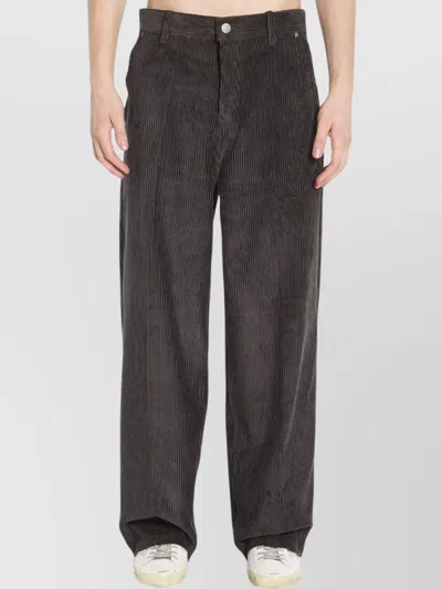 AMI ALEXANDRE MATTIUSSI RIBBED TEXTURE COTTON VELVET TROUSERS