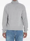 Ami Alexandre Mattiussi Ami Grey Turtleneck Sweater With Ribbed Detailing In Gray