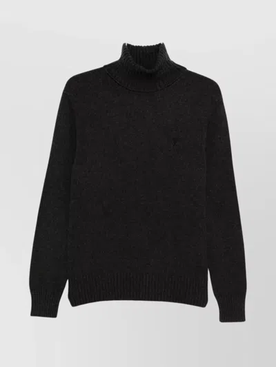 AMI ALEXANDRE MATTIUSSI RIBBED TURTLENECK SWEATER LONG SLEEVES