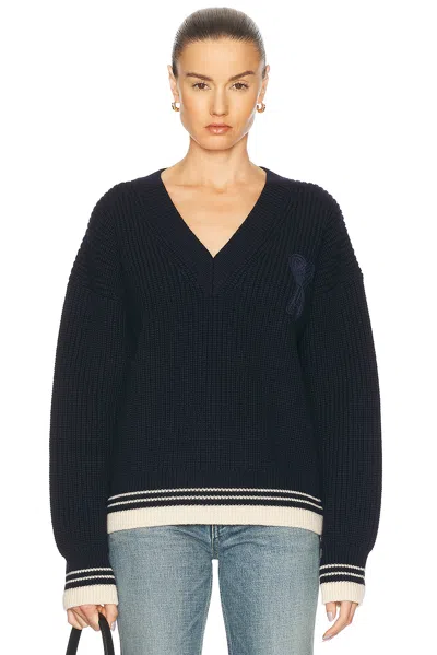 Ami Alexandre Mattiussi Ribbed V Neck Sweater