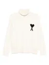 Ami Alexandre Mattiussi Ribbed White Turtleneck Sweater In Gray