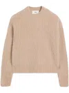 Ami Alexandre Mattiussi Alpaca Mohair Ribbed Sweater Beige In Neutrals