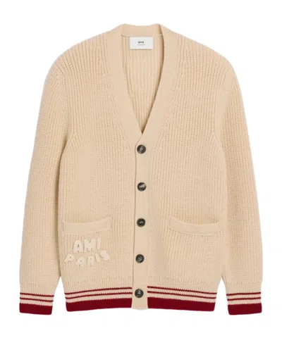AMI ALEXANDRE MATTIUSSI RIBBED WOOL CARDIGAN