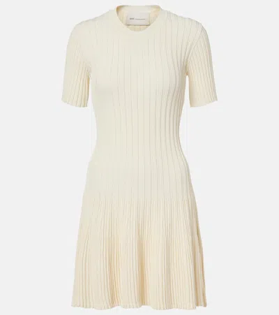 Ami Alexandre Mattiussi Ribbed-knit Minidress In Gold