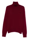 Ami Alexandre Mattiussi Roll-neck Embroidered Sweater In Brown