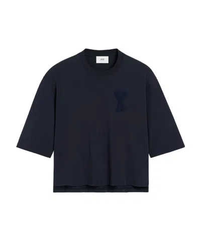 Ami Alexandre Mattiussi Round Collar And Long-sleeved T-shirt In Black
