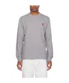 Ami Alexandre Mattiussi Round Collar And Long-sleeved T-shirt In Gray