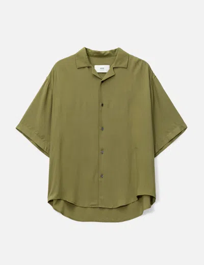 Ami Alexandre Mattiussi Round Hem Short Sleeve Shirt In Green