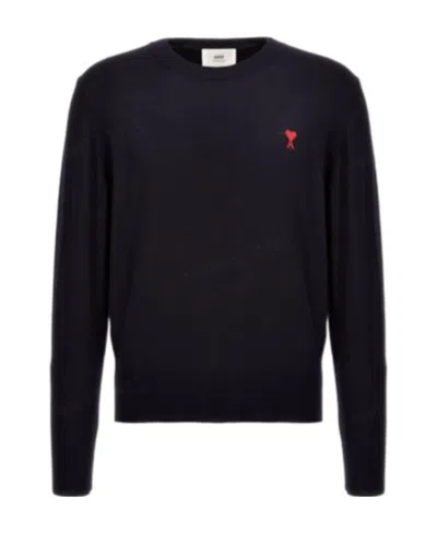Ami Alexandre Mattiussi Round-neck Long-sleeved Sweater In Blue