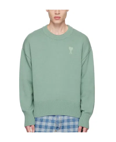 Ami Alexandre Mattiussi Round Neck Long-sleeved Sweater In Green