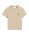 Ami Alexandre Mattiussi Beige Cotton Cropped Ami De Coeur T-shirt Beige In Neutral