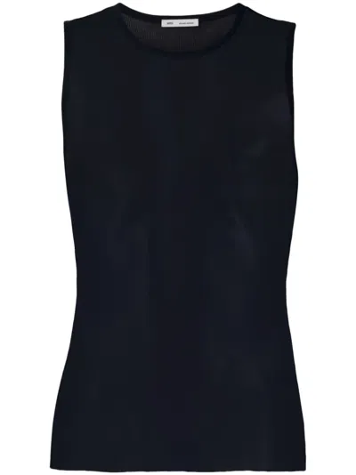Ami Alexandre Mattiussi Round-neck Sleeveless Top In Blue