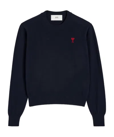 AMI ALEXANDRE MATTIUSSI AMI PARIS AMI DE COEUR LOGO EMBROIDERED KNIT JUMPER