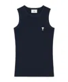 Ami Alexandre Mattiussi Navy Cotton Rib Ami De Coeur Tank Top In Black