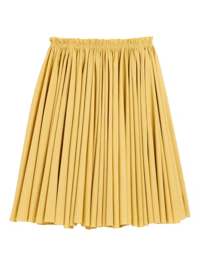 Ami Alexandre Mattiussi Yellow Cotton Midi Corolla Skirt Yellow