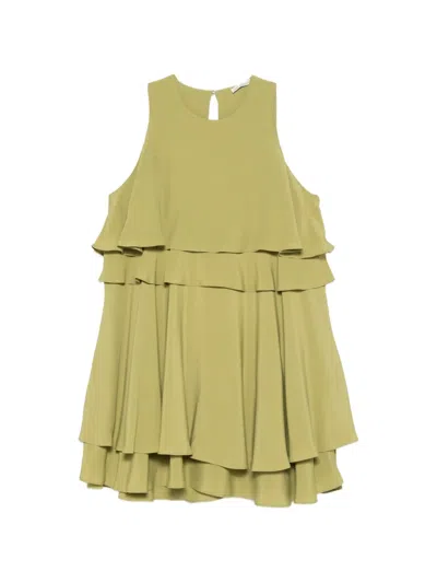 Ami Alexandre Mattiussi Ami Paris Ruffled Round-neck Mini Dress In Metallic