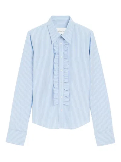 Ami Alexandre Mattiussi Ami Paris Ami Paris Ruffled Cotton Poplin Shirt In Gray