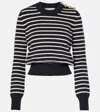 Ami Alexandre Mattiussi Cotton Blend Pullover With Striped Pattern In Blue