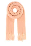 Ami Alexandre Mattiussi Fringed Rectangular Scarf In Soft Powder Pink With Jacquard Detail In Pink
