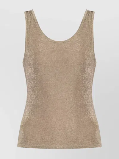 Ami Alexandre Mattiussi Scoop Neck Sleeveless Metallic Top In Ash