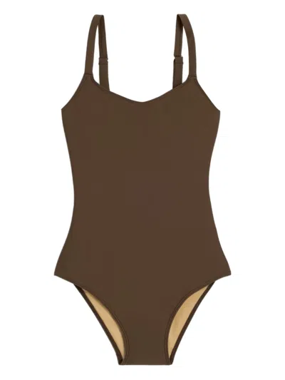 Ami Alexandre Mattiussi Scoop-neck Swimsuit In Brown