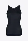 Ami Alexandre Mattiussi U-neck Semi-sheer Tank Top In Navy