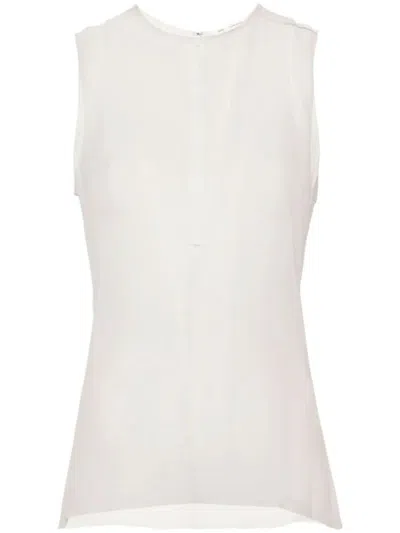 Ami Alexandre Mattiussi Semi-sheer Silk Top In White