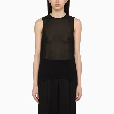 Ami Alexandre Mattiussi Silk Georgette Tank Top In Black