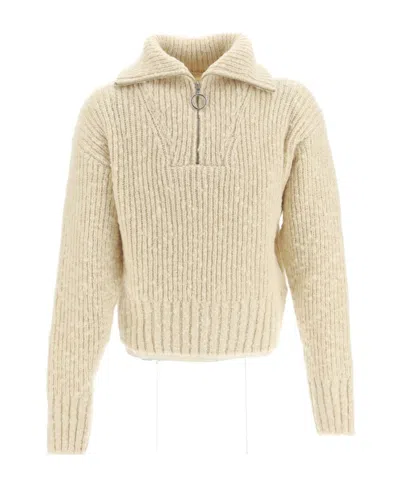 Ami Alexandre Mattiussi Semi-zipper Sweater In Nude
