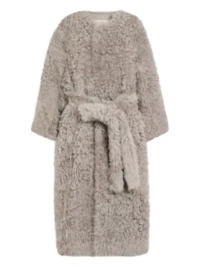AMI ALEXANDRE MATTIUSSI SHEARLING BELTED COAT