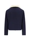 Ami Alexandre Mattiussi Shearling-trimmed Virgin Wool Jacket In Navy Blue