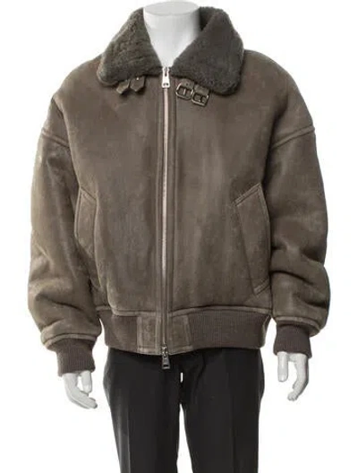 Pre-owned Ami Alexandre Mattiussi Shearling Bomber Jacket In Neutrals
