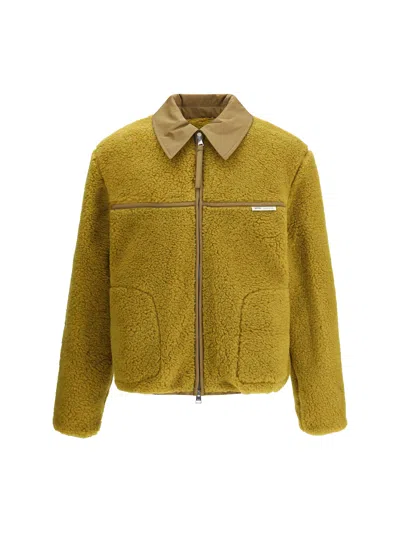 Ami Alexandre Mattiussi Shearling Bomber Jacket In Yellow