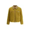 Ami Alexandre Mattiussi Ami Paris Ami Yellow Shearling Jacket With Contrast Collar In Animal Print